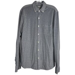BONOBOS Sz L Men's Shirt Slim Fit Stretch Knit Button Down Heather Blue Gray